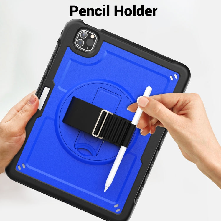 For iPad Air 2022 10.9 / Pro 11 2022 Honeycomb Hand Grip Turntable Stand Tablet Case(Dark Blue) - iPad Pro 11 (2022/2021) Cases by buy2fix | Online Shopping UK | buy2fix