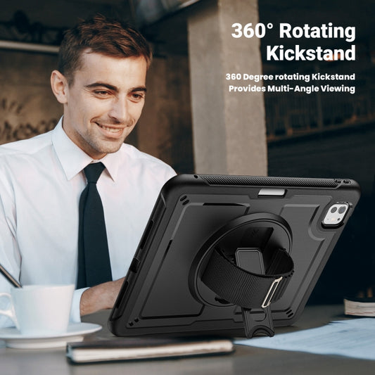 For iPad Pro 11 2025 / 2024 Honeycomb Hand Grip Turntable Stand Tablet Case(Black) by buy2fix