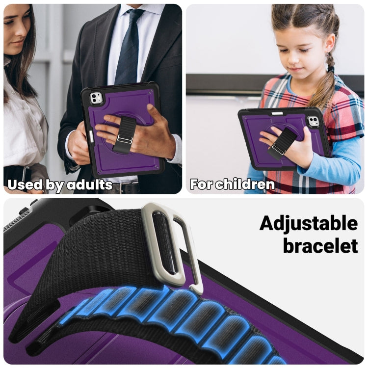 For iPad Pro 11 2025 / 2024 Honeycomb Hand Grip Turntable Stand Tablet Case(Purple) by buy2fix
