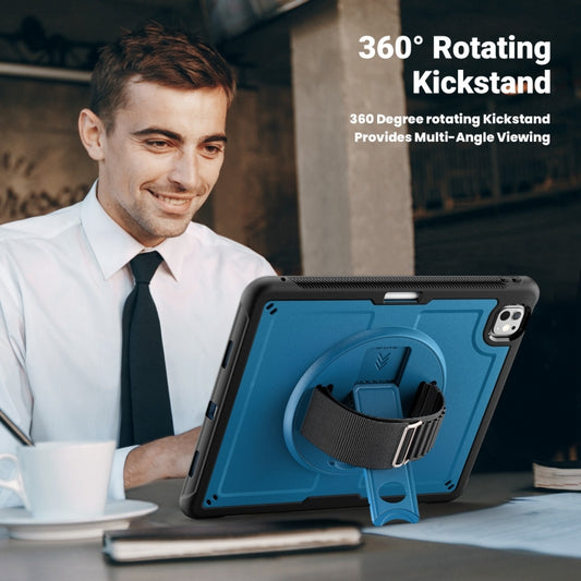 For iPad Pro 13 2025 / 2024 Honeycomb Hand Grip Turntable Stand Tablet Case(Navy Blue) by buy2fix