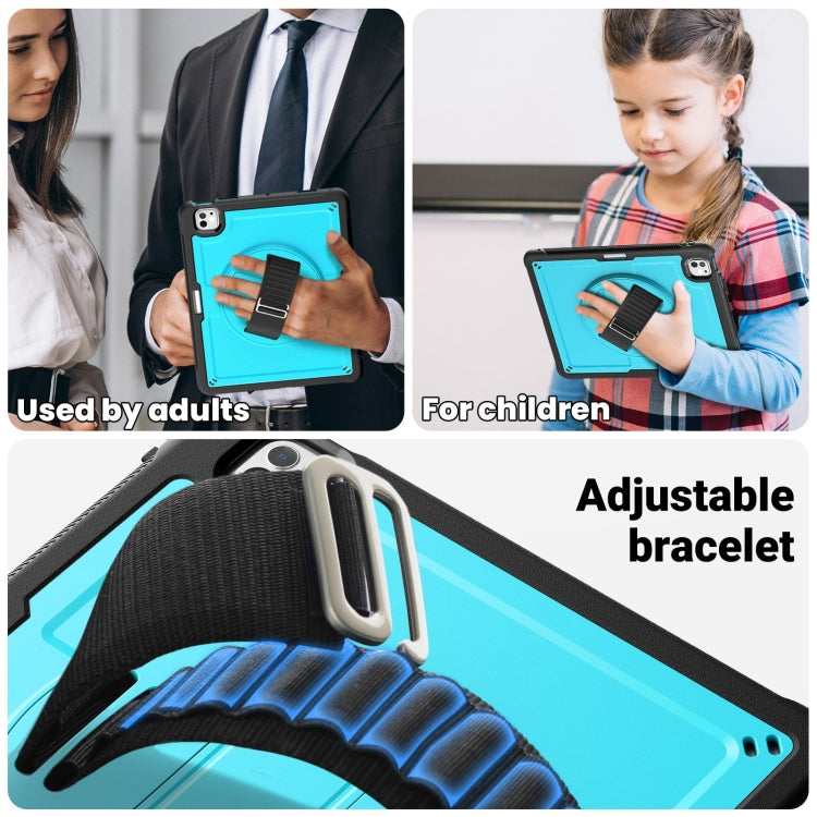 For iPad Pro 13 2025 / 2024 Honeycomb Hand Grip Turntable Stand Tablet Case(Light Blue) by buy2fix