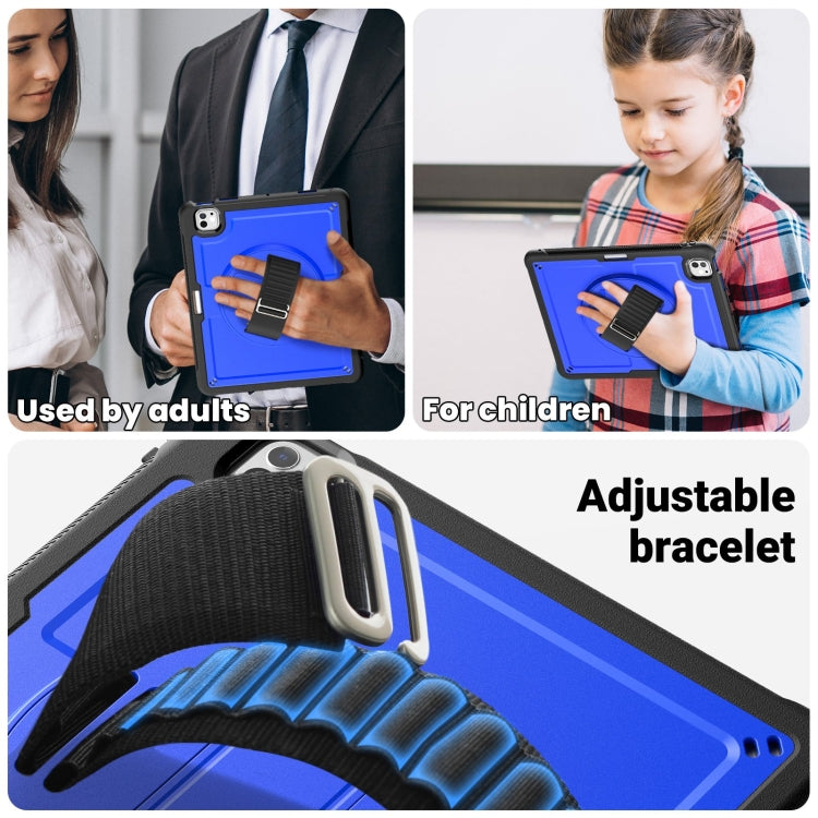 For iPad Pro 13 2025 / 2024 Honeycomb Hand Grip Turntable Stand Tablet Case(Dark Blue) by buy2fix