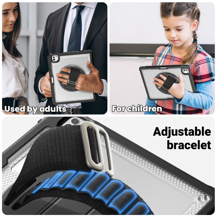 For iPad Pro 13 2025 / 2024 Honeycomb Hand Grip Turntable Stand Tablet Case(Transparent) by buy2fix