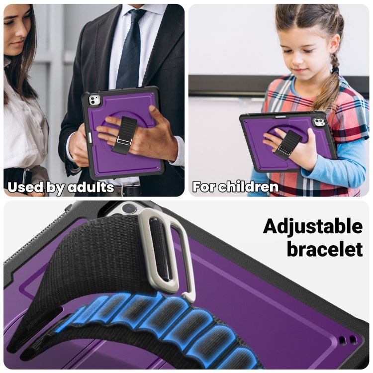 For iPad Pro 13 2025 / 2024 Honeycomb Hand Grip Turntable Stand Tablet Case(Purple) by buy2fix