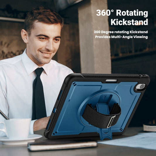 For iPad Air 11 2025 / 2024 Honeycomb Hand Grip Turntable Stand Tablet Case(Navy Blue) by buy2fix