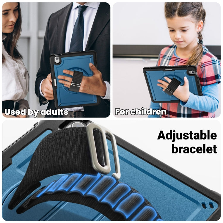 For iPad Air 11 2025 / 2024 Honeycomb Hand Grip Turntable Stand Tablet Case(Navy Blue) by buy2fix