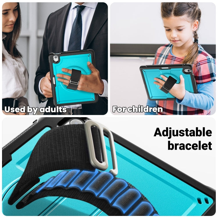For iPad Air 11 2025 / 2024 Honeycomb Hand Grip Turntable Stand Tablet Case(Light Blue) by buy2fix