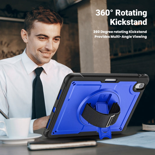 For iPad Air 11 2025 / 2024 Honeycomb Hand Grip Turntable Stand Tablet Case(Dark Blue) by buy2fix