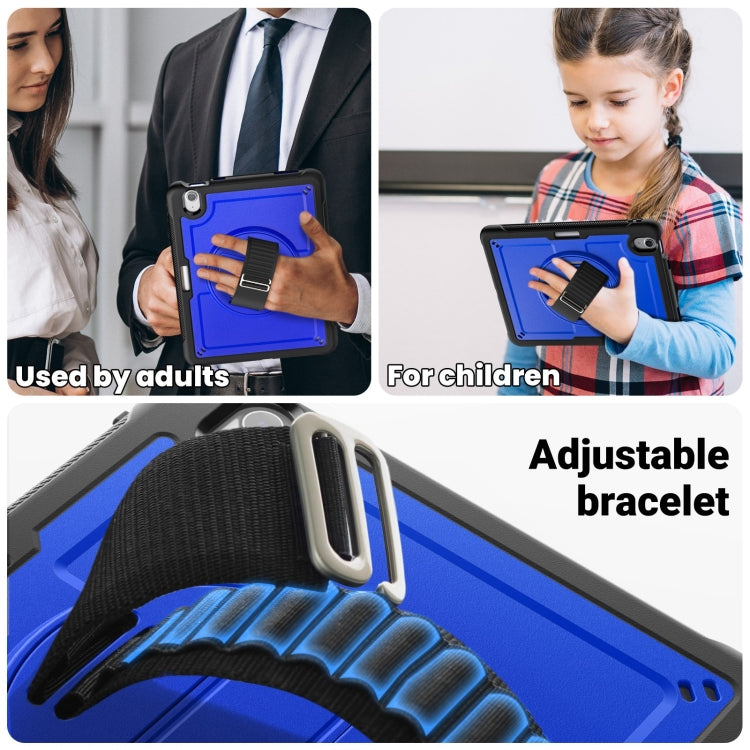 For iPad Air 11 2025 / 2024 Honeycomb Hand Grip Turntable Stand Tablet Case(Dark Blue) by buy2fix