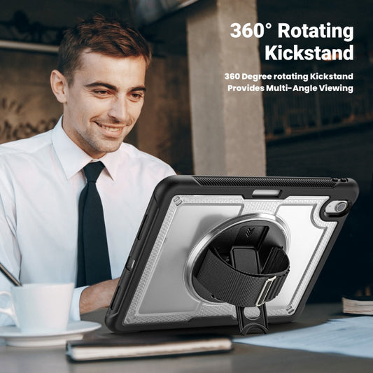 For iPad Air 11 2025 / 2024 Honeycomb Hand Grip Turntable Stand Tablet Case(Transparent) by buy2fix