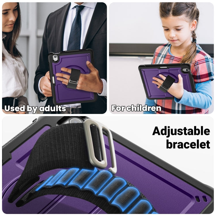 For iPad Air 11 2025 / 2024 Honeycomb Hand Grip Turntable Stand Tablet Case(Purple) by buy2fix