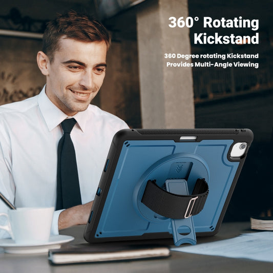 For iPad Air 13 2025 / 2024 Honeycomb Hand Grip Turntable Stand Tablet Case(Navy Blue) by buy2fix