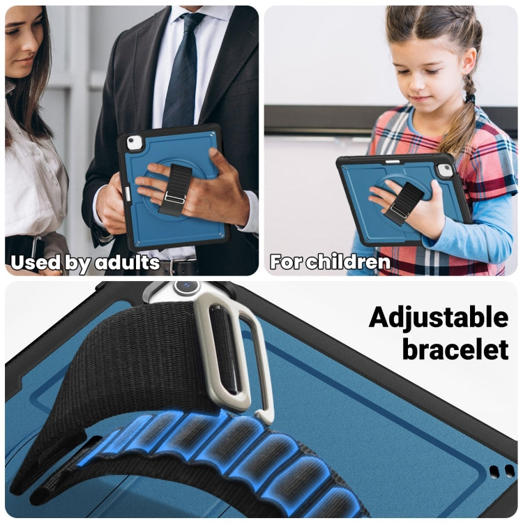 For iPad Air 13 2025 / 2024 Honeycomb Hand Grip Turntable Stand Tablet Case(Navy Blue) by buy2fix