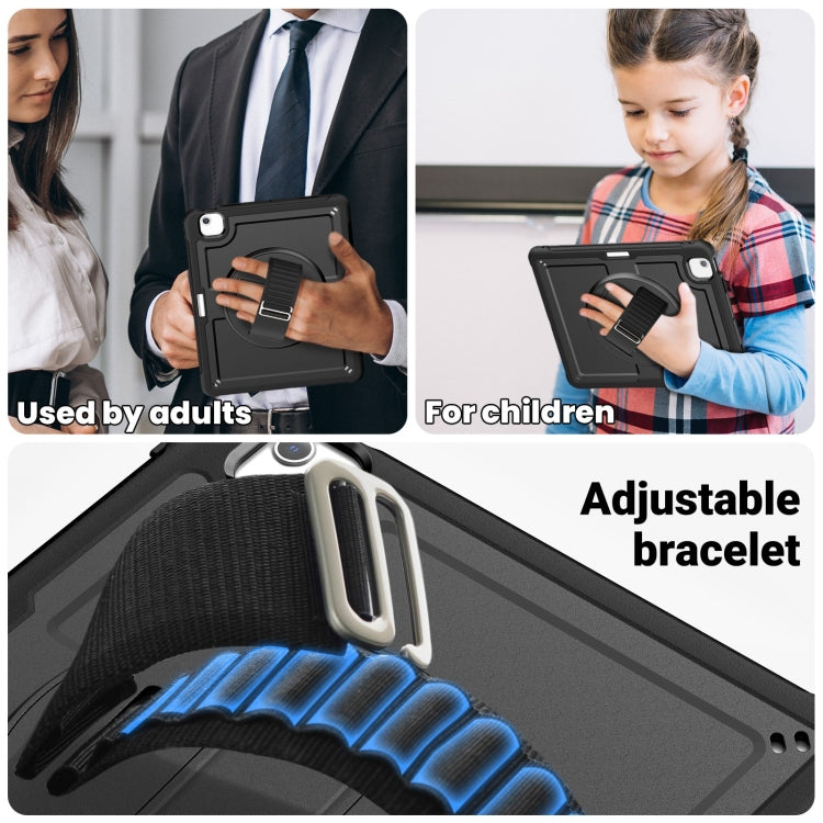 For iPad Air 13 2025 / 2024 Honeycomb Hand Grip Turntable Stand Tablet Case(Black) by buy2fix