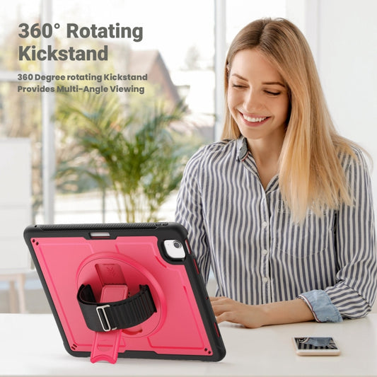 For iPad Air 13 2025 / 2024 Honeycomb Hand Grip Turntable Stand Tablet Case(Rose Red) by buy2fix