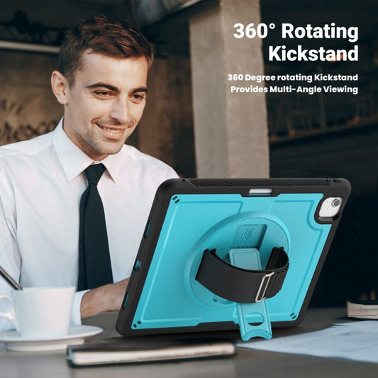 For iPad Air 13 2025 / 2024 Honeycomb Hand Grip Turntable Stand Tablet Case(Light Blue) by buy2fix