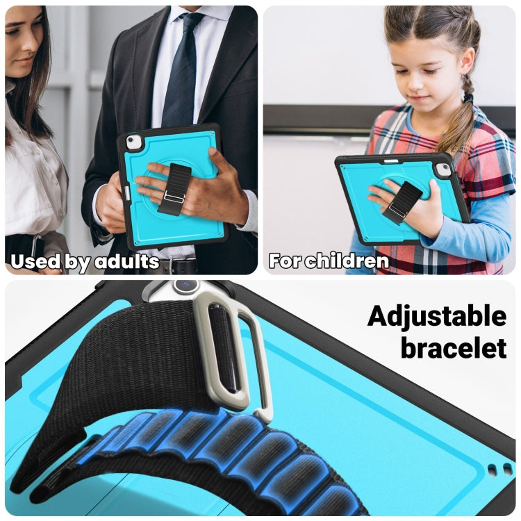 For iPad Air 13 2025 / 2024 Honeycomb Hand Grip Turntable Stand Tablet Case(Light Blue) by buy2fix