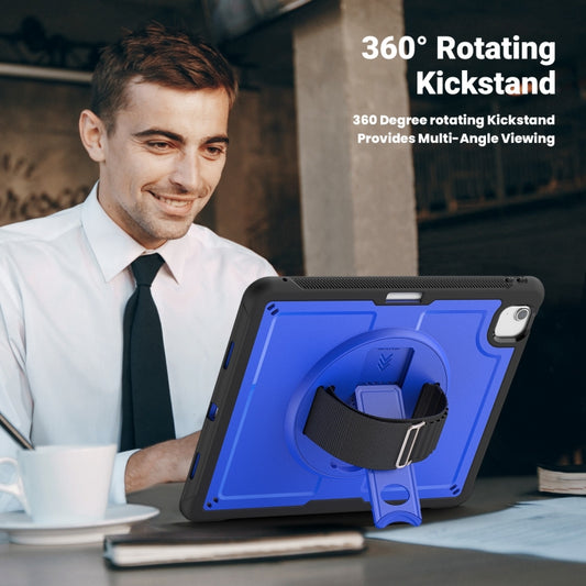 For iPad Air 13 2025 / 2024 Honeycomb Hand Grip Turntable Stand Tablet Case(Dark Blue) by buy2fix