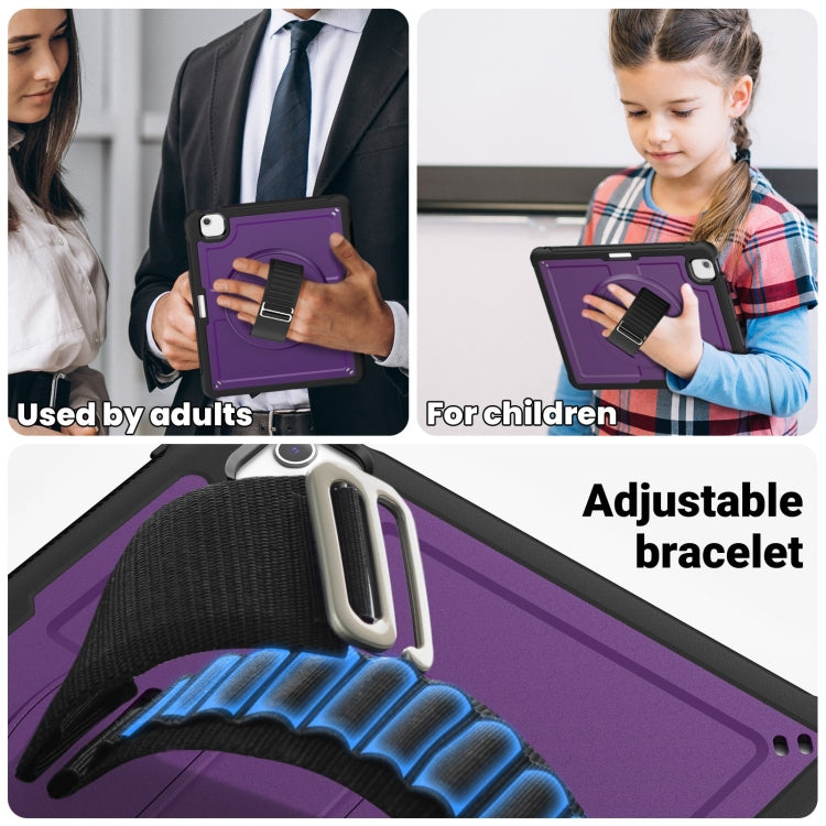 For iPad Air 13 2025 / 2024 Honeycomb Hand Grip Turntable Stand Tablet Case(Purple) by buy2fix