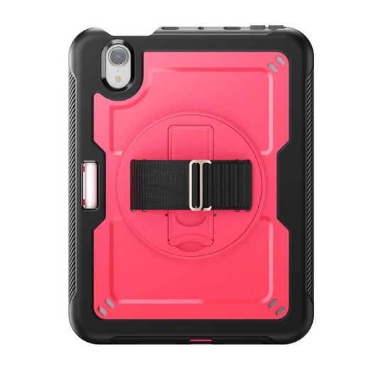 For iPad mini 2024 / mini 6 Honeycomb Hand Grip Turntable Stand Tablet Case(Rose Red) - iPad mini 2024 Cases by buy2fix | Online Shopping UK | buy2fix