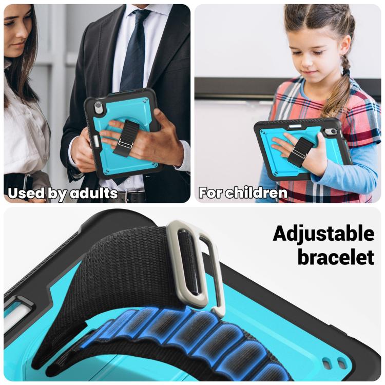 For iPad mini 2024 / mini 6 Honeycomb Hand Grip Turntable Stand Tablet Case(Light Blue) - iPad mini 2024 Cases by buy2fix | Online Shopping UK | buy2fix