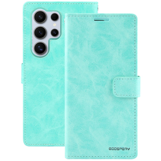 For Samsung Galaxy S24 Ultra 5G GOOSPERY BLUE MOON Crazy Horse Texture Leather Phone Case(Mint Green) by GOOSPERY