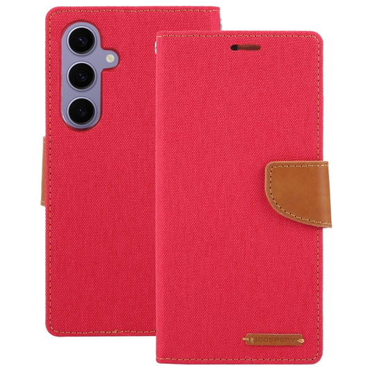 For Samsung Galaxy S24 5G GOOSPERY CANVAS DIARY Fabric Texture Flip Leather Phone Case(Red) by GOOSPERY