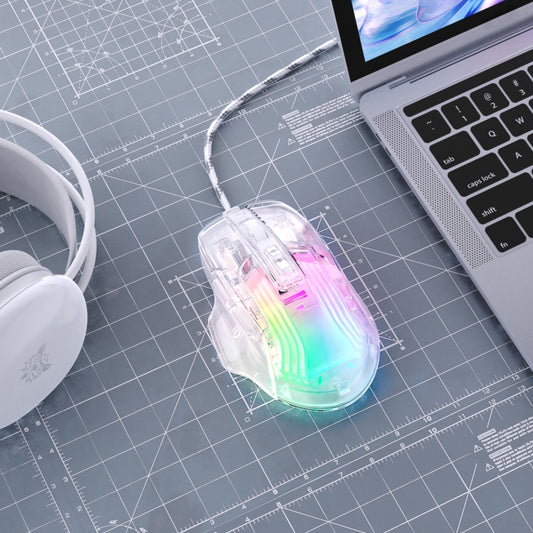 ONIKUMA CW923 RGB Lighting Wired Mouse(Transparent) by ONIKUMA