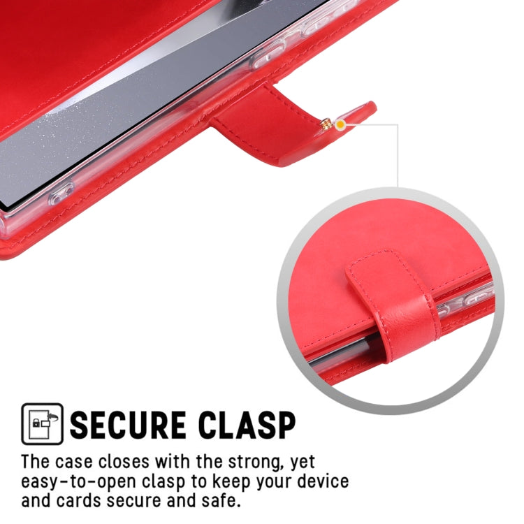 For Samsung Galaxy S24 Ultra 5G GOOSPERY MANSOOR DIARY 9 Card Slots Leather Phone Case(Wine Red) by GOOSPERY