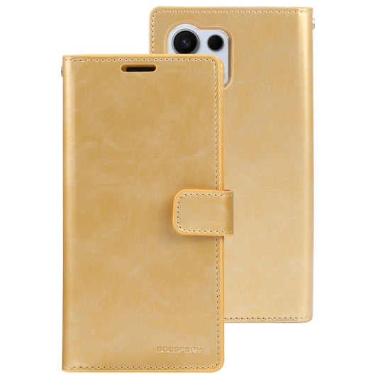 For Samsung Galaxy S24 Ultra 5G GOOSPERY MANSOOR DIARY 9 Card Slots Leather Phone Case(Gold) by GOOSPERY