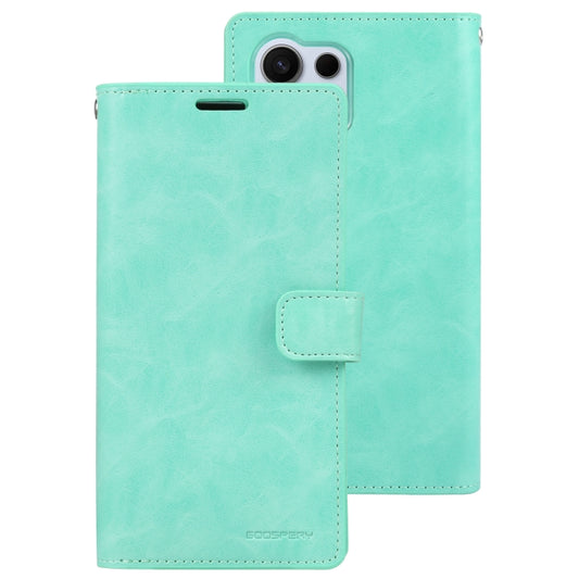 For Samsung Galaxy S24 Ultra 5G GOOSPERY MANSOOR DIARY 9 Card Slots Leather Phone Case(Mint Green) by GOOSPERY