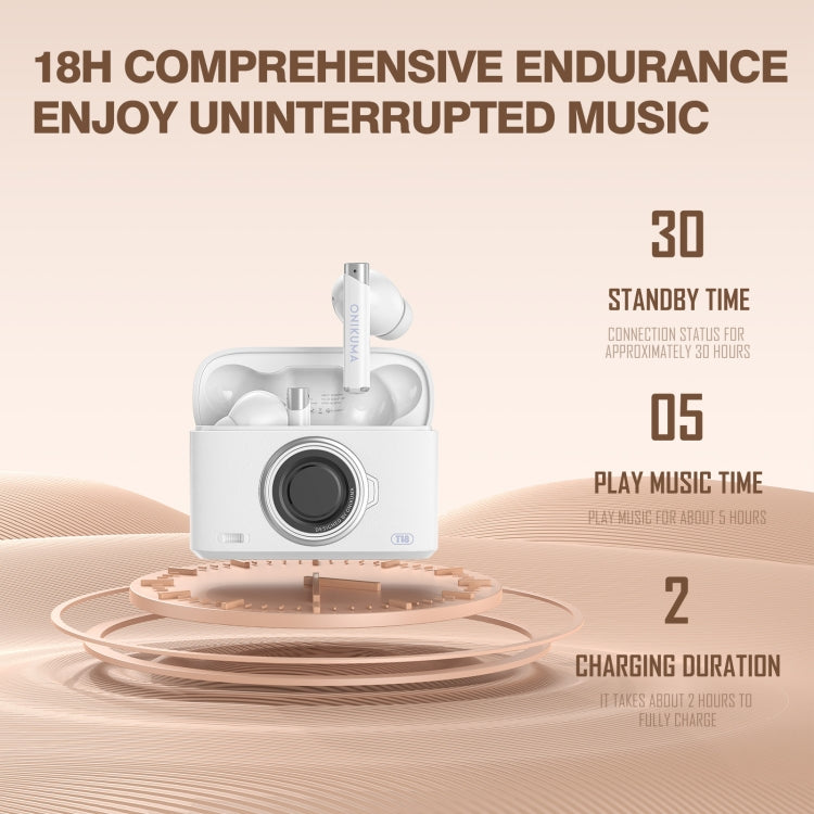 ONIKUMA T18 Bluetooth 5.3 Wireless Earphone(White) by ONIKUMA