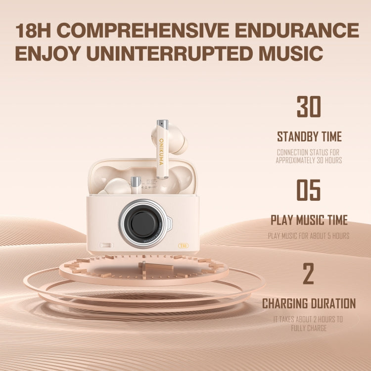 ONIKUMA T18 Bluetooth 5.3 Wireless Earphone(Beige) by ONIKUMA