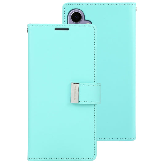 For Samsung Galaxy S24 5G GOOSPERY RICH DIARY Crazy Horse Texture Leather Phone Case(Mint Green) by GOOSPERY