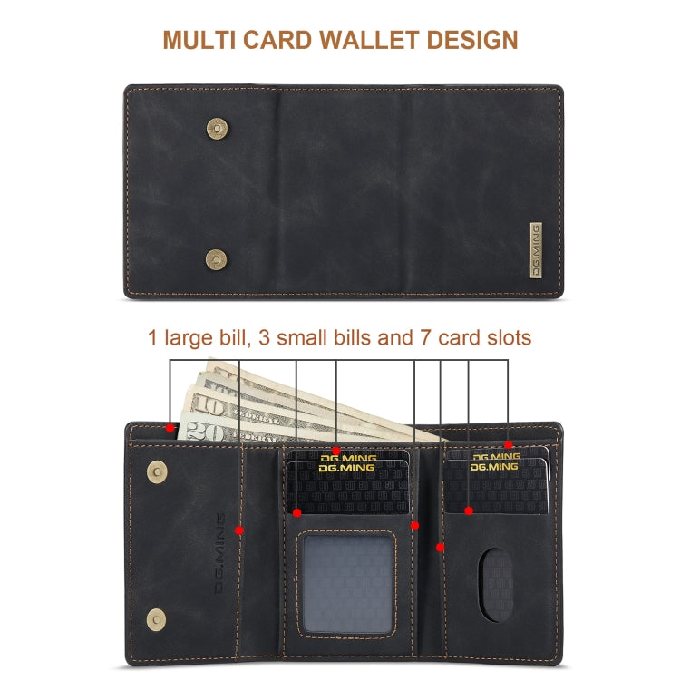 For OnePlus 12 DG.MING M1 Series 3-Fold Multi Card Wallet + Magnetic Phone Case(Black) by DG.MING