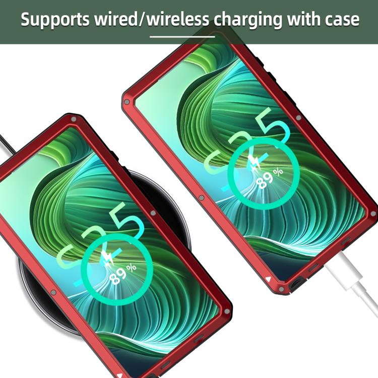 For Samsung Galaxy S25 Ultra 5G Shockproof Life Waterproof Silicone + Zinc Alloy Phone Case(Red) - Galaxy S25 Ultra 5G Cases by buy2fix | Online Shopping UK | buy2fix