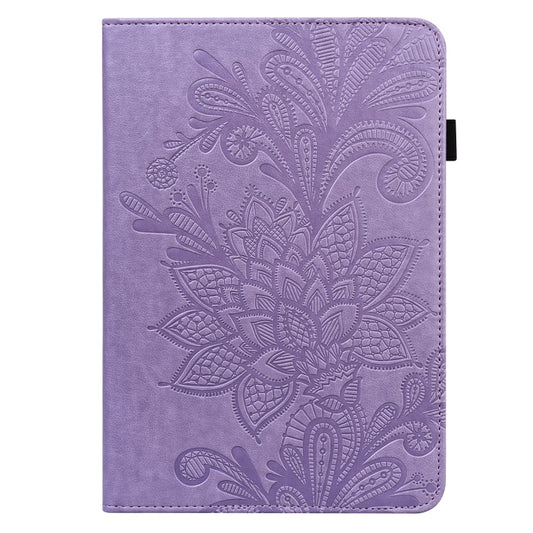 For Lenovo Tab M11 / Xiaoxin Pad 11 2024 Lace Flower Embossing Pattern Leather Tablet Case(Purple) by buy2fix