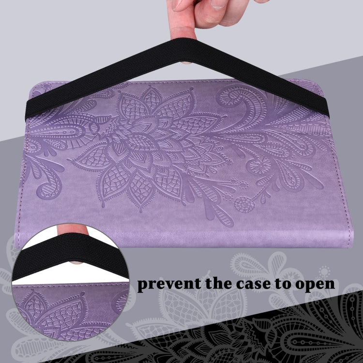 For Lenovo Tab M11 / Xiaoxin Pad 11 2024 Lace Flower Embossing Pattern Leather Tablet Case(Purple) by buy2fix