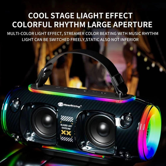New Rixing NR8806 Portable Outdoor Wireless Bluetooth Speaker RGB Colorful Subwoofer, Style:Without Mic(Blue) by NewRixing