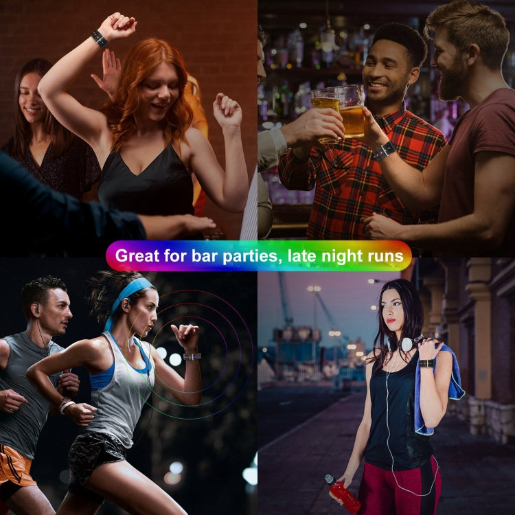 For Apple Watch Series 9 45mm Luminous Colorful Light Silicone Watch Band(Black) by buy2fix