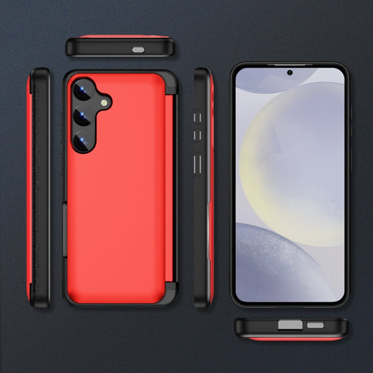 For Samsung Galaxy S23 5G 3 in 1 Flip Holder Phone Case(Red) by buy2fix