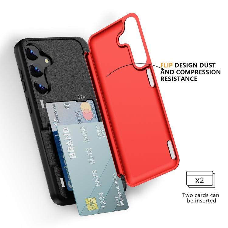 For Samsung Galaxy S23 5G 3 in 1 Flip Holder Phone Case(Red) by buy2fix