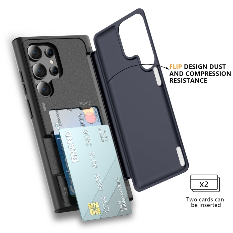 For Samsung Galaxy S24 Ultra 5G 3 in 1 Flip Holder Phone Case(Royal Blue) by buy2fix