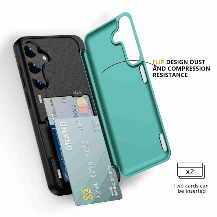 For Samsung Galaxy S22+ 5G 3 in 1 Flip Holder Phone Case(Cyan) by buy2fix