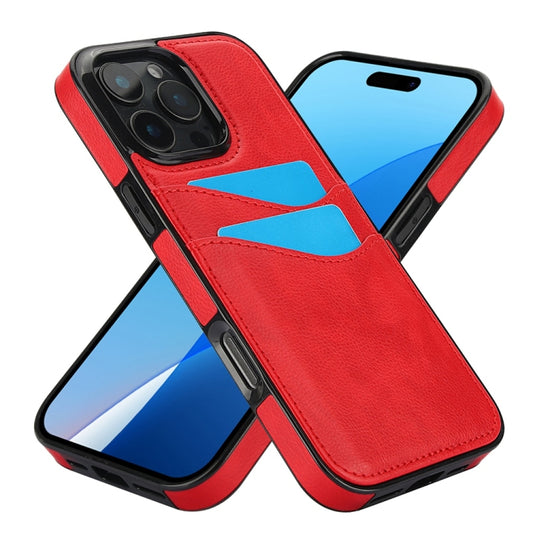 For iPhone 16 Pro Litchi Leather Skin Card Slots Phone Case(Red) by buy2fix