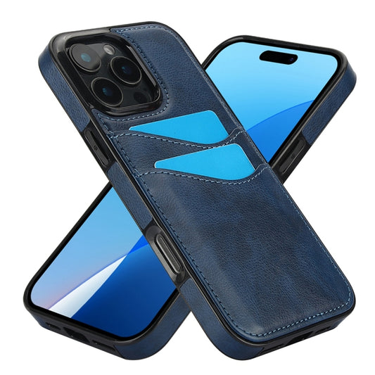 For iPhone 16 Pro Litchi Leather Skin Card Slots Phone Case(Blue) by buy2fix