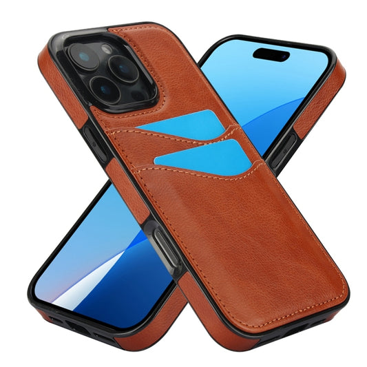 For iPhone 16 Pro Litchi Leather Skin Card Slots Phone Case(Brown) by buy2fix