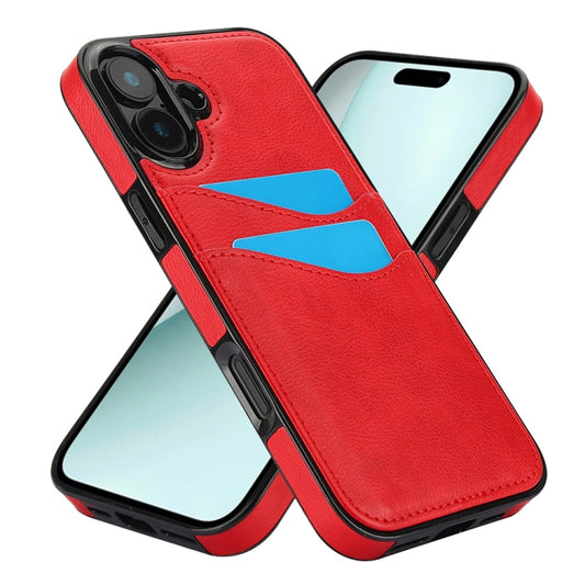 For iPhone 16 Litchi Leather Skin Card Slots Phone Case(Red) by buy2fix