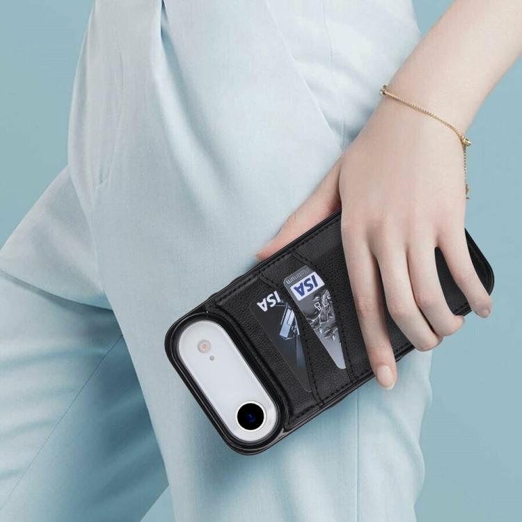 For iPhone Air Litchi Leather Skin Card Slots Phone Case(Black) - iPhone Air Cases by buy2fix | Online Shopping UK | buy2fix