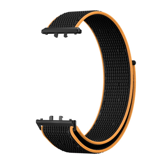 For Samsung Galaxy Fit 3 Woven Nylon Loop Watch Band(Black Orange) by buy2fix